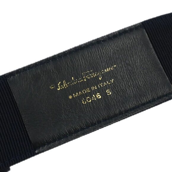 Salvatore Ferragamo Navy Canvas Belt #S 8046 Small Good 153866